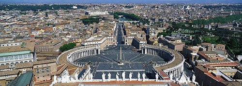 From St Peter's Basilica the Augustinian Curia is at the bottom-right edge