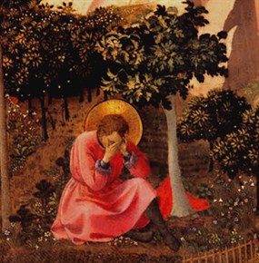 Augustine in the garden at Milan: by Fra Angelico