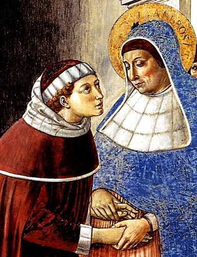 Monica and Augustine, mother and son: Gozzoli fresco