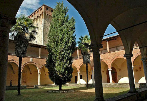 The larger of two cloister courtyards in the  monastery at Lecceto