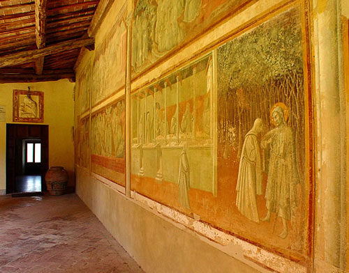 A fresco on a cloister wall in the Lecceto monastery