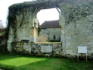 Part of the original church side wall, looking out from the altar area