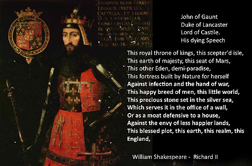 Words attributed to John of Gaunt by William Shakespeare