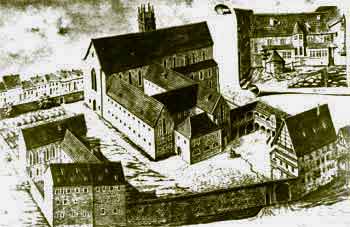 Medieval drawing of the Erfurt Augustinian monastery