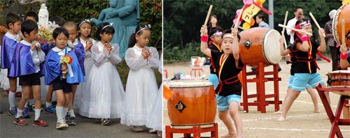 In the Nagasaki Augustinian parish, young children celebrate.