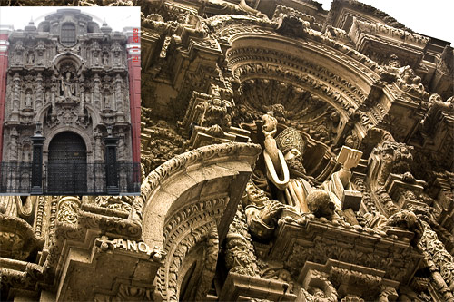 Façade of San Agustin Church, Lima, Peru; begun in 1574