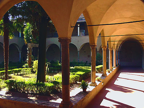 The cloister of the Augustinian monastery San Gimignano, Tuscany, Italy.