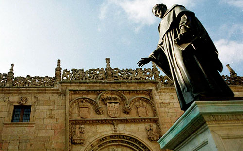 Statue of Luis de Leon OSA at the entrance of the University of Salamanca