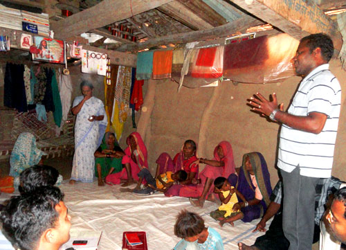 An Indian Augustinian at a Bible class in a small rural village in Central India