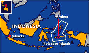 Indonesia, showing the position of Ambon