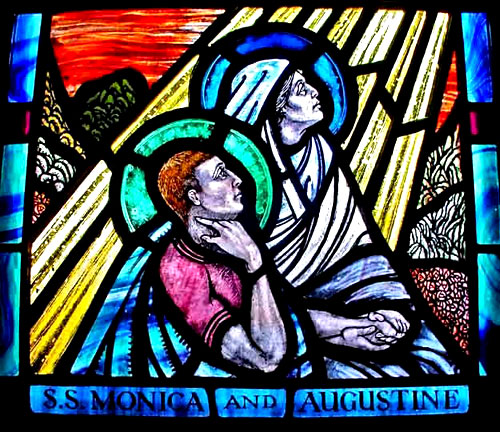 Leadlight window: Augustine and Monica in ecstasy