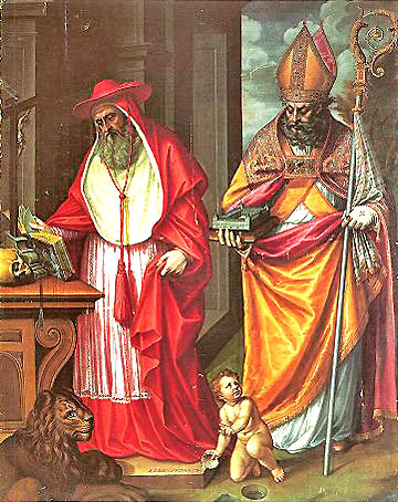 Saints Jerome and Augustine (see caption above)