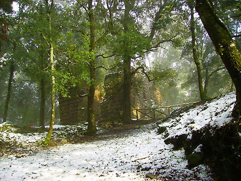 Ruins of the former substantial chapel of the hermitage at Montespecchio