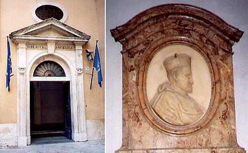 Library door & Angelo Rocca O.S.A. founder of the Angelica Library, Rome