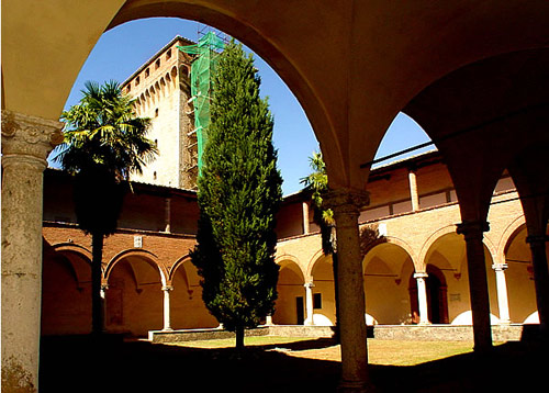 One of the two inner cloisters at Lecceto, plus the  notable tower