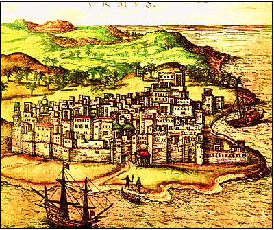 Hormuz as sketched in 1577 for a German book