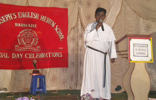 An Augustinian on a school visit to Barwani. India