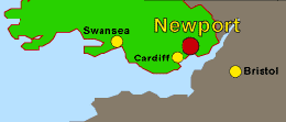 The location of Newport in Wales