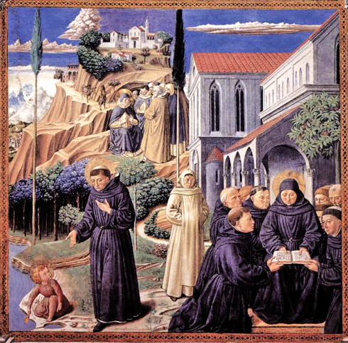 A section of Gozzoli’s fresco series in the church at San Gimignano, Italy