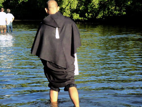 An Augustinian friar walking to a religious festival in the southern Philippines