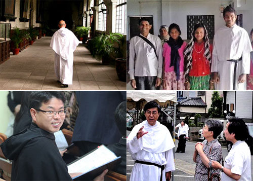 Clockwise from top left: Augustinians in Philippines, India, Japan and Korea