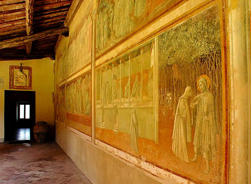 Fresco on the cloister wall of the Monastery (eremo) of Lecceto