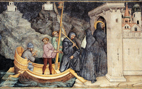 Gozzoli at Gubbio: Augustine lands at Carthage from Rome