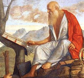 Saint Jerome, translating the Scripture