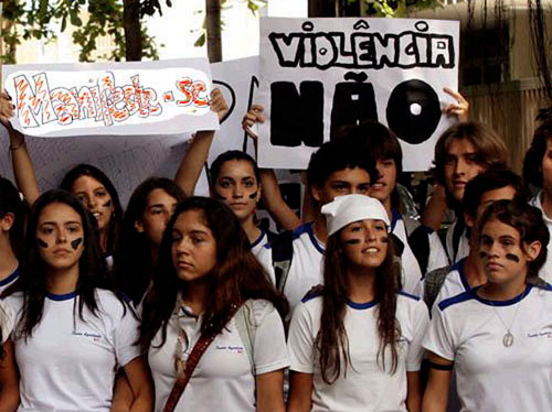 Augustinian students at San Paolo, Brazil protest violence against women