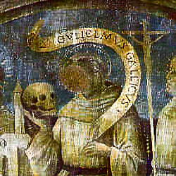 Faded fresco of William of Malavalle in a church at Brescia, Italy