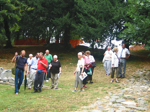 Australian pilgrims in Augustine's garden beside the Casciago church