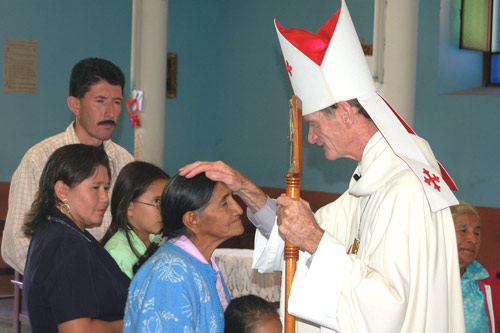 An Augustinian bishop in his diocese high in the Andes, Peru