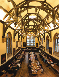 The dining hall of Wadham College
