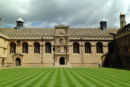 The courtyard at Wadham College, the former Augustinian site in Oxford