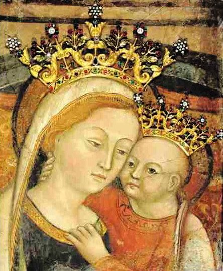 Mother of Good Counsel fresco, plus crowns of metal and jewels.