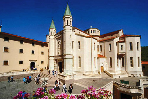 The Church and Shrine of St Rita on the hillside at Cascia, Italy.