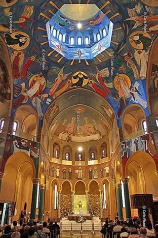 The interior of St Rita's Shrine Church on the hillside at Cascia