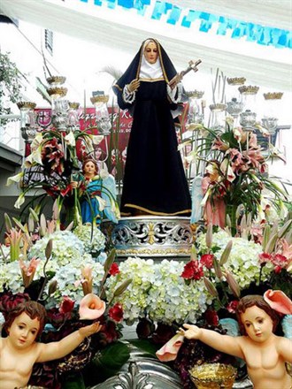 A St Rita statue at Bulacan in the Philippines