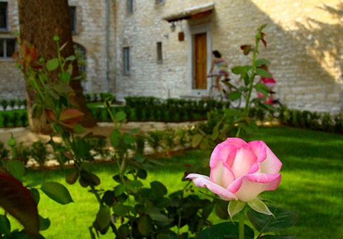 Cloister garden within the four-sided Augustinian Monastery at Gubbio