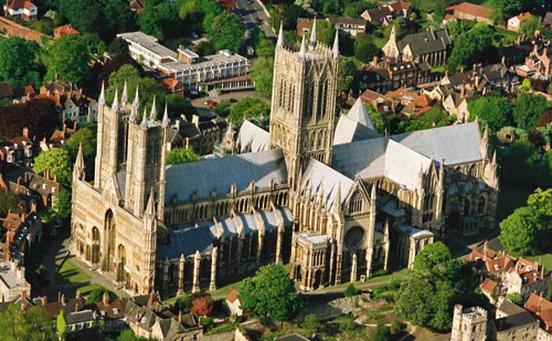 A recent aerial view of Winchester Cathedral
