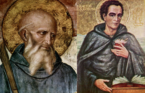 (Left) St Bemedict born about 480 -   (Right) St Augustine died 430