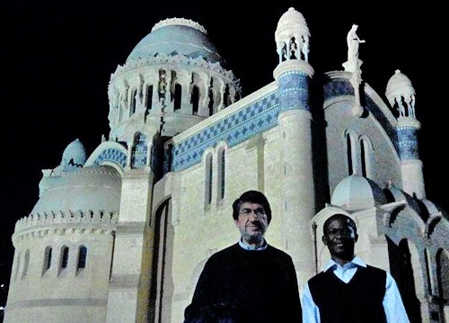 Augustinian Prior General (at left) at St Augustine's minor basilica, Annaba